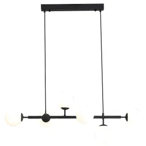 Oriel Lighting Eva Modern 6 Light Opal Glass Linear Pendant - Black by Oriel Lighting, a Lighting for sale on Style Sourcebook
