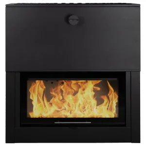 Domina Low Wood Heater, Black - 8" Flue Single Storey Kit by Schots, a Fireplaces for sale on Style Sourcebook