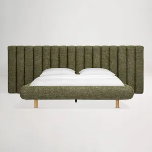Arlo Floating Queen Bed (Tufted Wide Headboard) Frame, Green, by Lounge Lovers by Lounge Lovers, a Beds & Bed Frames for sale on Style Sourcebook