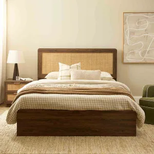 Noosa Rattan Queen Bed - Walnut - Mocka by Mocka., a Beds & Bed Frames for sale on Style Sourcebook