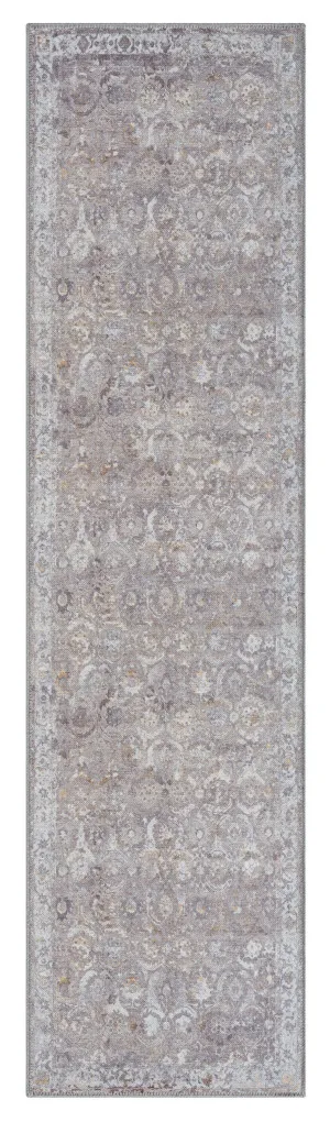 Ava Grey and Gold Traditional Distressed Washable Runner Rug by Miss Amara, a Persian Rugs for sale on Style Sourcebook