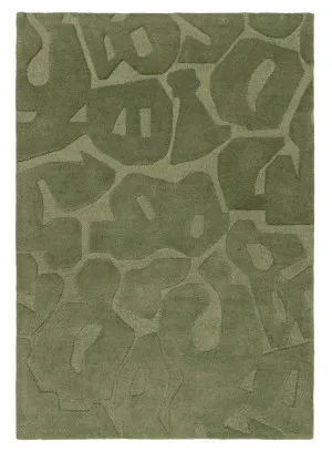 Betania Olive Green Carved Wool Rug by Miss Amara, a Contemporary Rugs for sale on Style Sourcebook