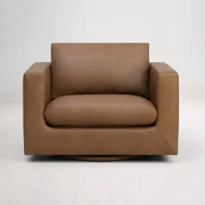 Hudson Mini Swivel Armchair, Tuscany Tan, by Lounge Lovers by Lounge Lovers, a Chairs for sale on Style Sourcebook