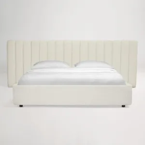 Arlo Storage Queen Bed (Tufted Wide Headboard) Frame, Ivory, by Lounge Lovers by Lounge Lovers, a Beds & Bed Frames for sale on Style Sourcebook