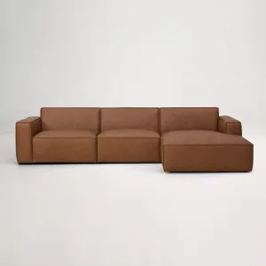 Jude Leather Right Chaise Sofa, Tuscany Tan, by Lounge Lovers by Lounge Lovers, a Sofas for sale on Style Sourcebook