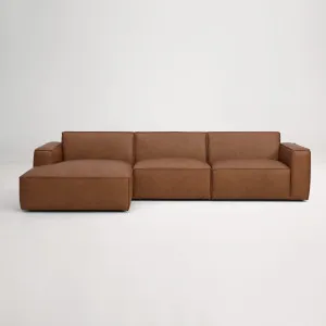 Jude Leather Left Chaise Sofa, Tuscany Tan, by Lounge Lovers by Lounge Lovers, a Sofas for sale on Style Sourcebook