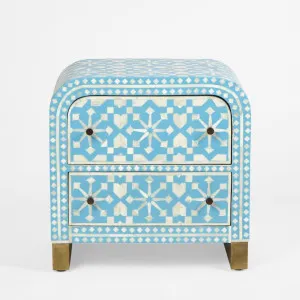 Adina Bone Inlay Bedside Table Aqua/White by Florabelle Living, a Bedside Tables for sale on Style Sourcebook