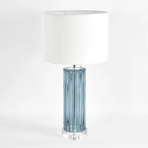 Serento Blue Glass Table Lamp & White Shade by Emac & Lawton, a Table & Bedside Lamps for sale on Style Sourcebook