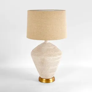 Caufield White Sandstone Table Lamp & Linen Shade by Emac & Lawton, a Table & Bedside Lamps for sale on Style Sourcebook