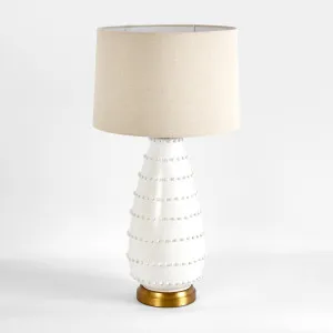Grace White Table Lamp & Linen Shade by Emac & Lawton, a Table & Bedside Lamps for sale on Style Sourcebook