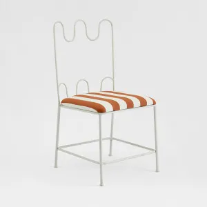 Wira Dining Chair Outdoor Terracotta/White Stripe Cushion by MRD Home, a Dining Chairs for sale on Style Sourcebook