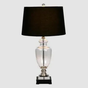 Glass Black Lamp W Black Shade by OneWorld Collection, a Table & Bedside Lamps for sale on Style Sourcebook