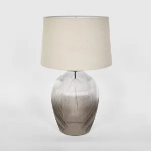 Misty Glass Table Lamp with Natural Linen Shade by OneWorld Collection, a Table & Bedside Lamps for sale on Style Sourcebook