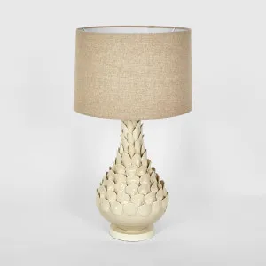 Petal Ceramic Table Lamp with Natural Linen Shade by OneWorld Collection, a Table & Bedside Lamps for sale on Style Sourcebook
