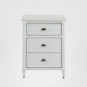 Dakota Bedside Table 3 Drawer White by OneWorld Collection, a Bedside Tables for sale on Style Sourcebook