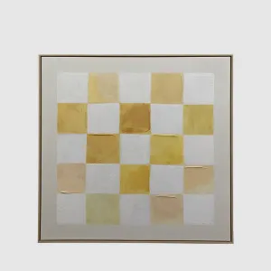 Yellow Geometric Textured Canvas Wall Art 100x100cm by OneWorld Collection, a Prints for sale on Style Sourcebook