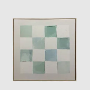Blue Geometric Textured Canvas Wall Art 100x100cm by OneWorld Collection, a Prints for sale on Style Sourcebook