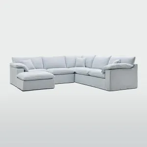 Norfolk 5 Seater Modular with Chaise (Reversible) Beach w/White piping by OneWorld Collection, a Sofas for sale on Style Sourcebook