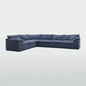 Norfolk 6 Seater Modular Navy w/White piping by OneWorld Collection, a Sofas for sale on Style Sourcebook