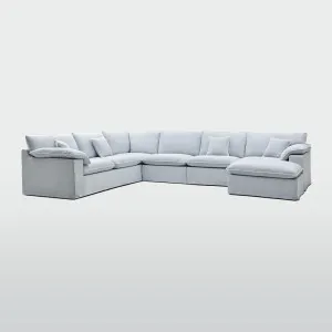 Norfolk 6 Seater Modular with Chaise (Reversible) Beach w/White piping by OneWorld Collection, a Sofas for sale on Style Sourcebook
