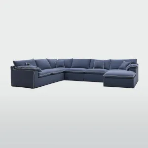 Norfolk 6 Seater Modular with Chaise (Reversible) Navy w/White piping by OneWorld Collection, a Sofas for sale on Style Sourcebook