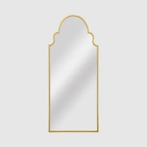 Taj Outdoor Iron Floor Mirror Gold by Gallery Home, a Mirrors for sale on Style Sourcebook