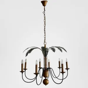 Palm Leaves Iron Chandelier 8 Lights by OneWorld Collection, a Chandeliers for sale on Style Sourcebook