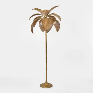 Bali Brass & Rattan Floor Lamp by OneWorld Collection, a Floor Lamps for sale on Style Sourcebook