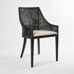 Charlotte Rattan Dining Chair Black by OneWorld Collection, a Dining Chairs for sale on Style Sourcebook