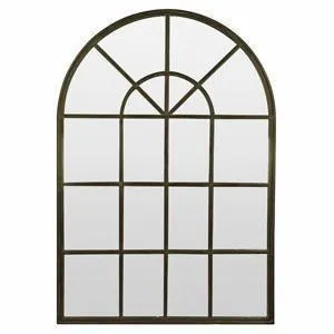 Iron Arch Mirror With Panes Antique Black by OneWorld Collection, a Mirrors for sale on Style Sourcebook