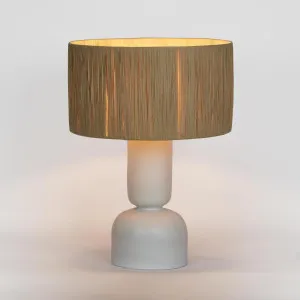 Clem Lamp Small White with Raffia shade by MRD Home, a Table & Bedside Lamps for sale on Style Sourcebook