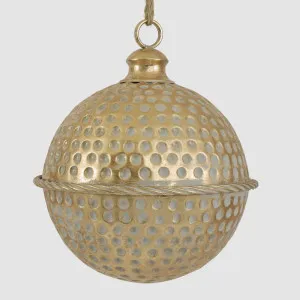 Dimple Hanging Bell Gold 30cm by Vixen & Velvet, a Christmas for sale on Style Sourcebook