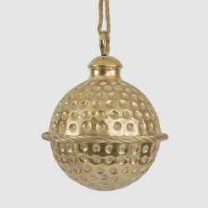 Dimple Hanging Bell Gold 20cm by Vixen & Velvet, a Christmas for sale on Style Sourcebook