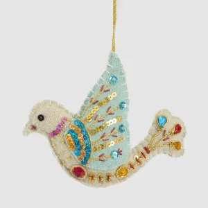 Medina Embroidered Bird Decoration Blue by Vixen & Velvet, a Christmas for sale on Style Sourcebook