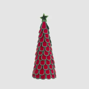 Scallop Leaf Cone Tree Green & Red Thin by Vixen & Velvet, a Christmas for sale on Style Sourcebook