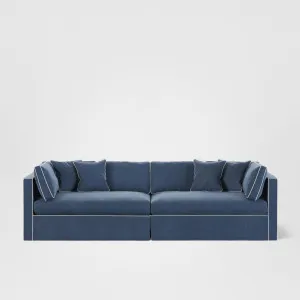 Marbella 4 Seat Sofa Navy W/White Piping by OneWorld Collection, a Sofas for sale on Style Sourcebook