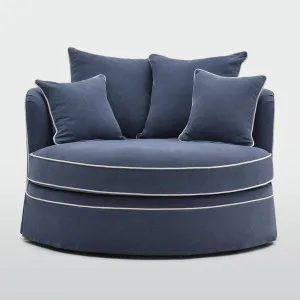 Noosa Hamptons Snuggle Chair Navy with White piping* by OneWorld Collection, a Sofas for sale on Style Sourcebook
