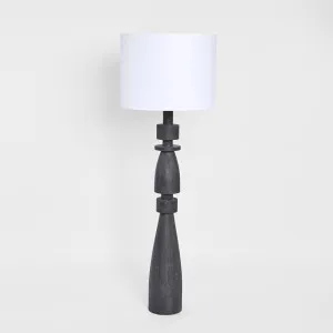 Magnus Wood Floor Lamp Black Base with White Shade by MRD Home, a Floor Lamps for sale on Style Sourcebook