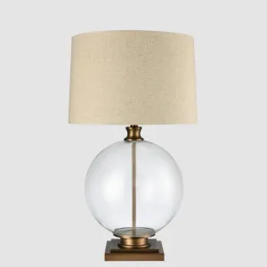 Ivy Antique Brass And Glass With Natural Linen Shade by OneWorld Collection, a Table & Bedside Lamps for sale on Style Sourcebook
