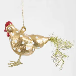 Vintage Gold Spotty Hen Decoration by Vixen & Velvet, a Christmas for sale on Style Sourcebook