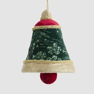 Beaded Green Velvet Bell Decoration by Vixen & Velvet, a Christmas for sale on Style Sourcebook