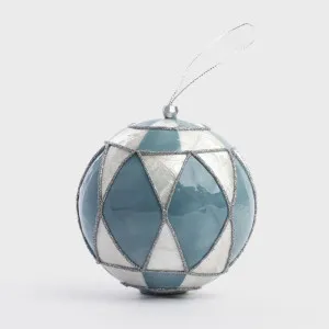 Diamond Hand Painted Capiz Bauble Blue by Vixen & Velvet, a Christmas for sale on Style Sourcebook