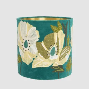 Wildflower Velvet Drum Shade Teal Multi by Ruby Star, a Lamp Shades for sale on Style Sourcebook