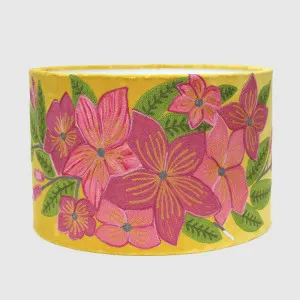 Pink Frangpani Drum Shade 40x25cm Yellow by Ruby Star, a Lamp Shades for sale on Style Sourcebook