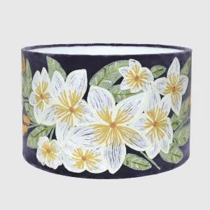 White Frangpani Drum Shade 40x25cm Plum by Ruby Star, a Lamp Shades for sale on Style Sourcebook