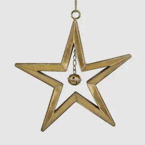 Golden Hanging Star with Bell Large by Vixen & Velvet, a Christmas for sale on Style Sourcebook