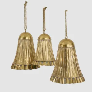 Golden Pleated Bells Set of 3 by Vixen & Velvet, a Christmas for sale on Style Sourcebook