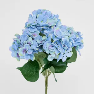 Hydrangea Bundle with Leaves 55cm Blue by Florabelle Living, a Plants for sale on Style Sourcebook