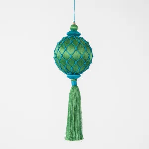 Silk Lattice Tassel Decoration Blue & Green by Vixen & Velvet, a Christmas for sale on Style Sourcebook