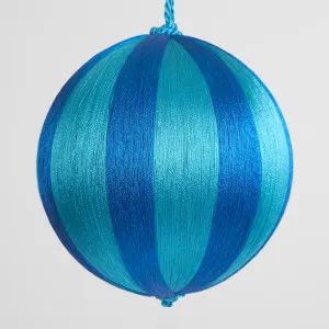 Silk Stripe Bauble Large Blue & Turquoise by Vixen & Velvet, a Christmas for sale on Style Sourcebook